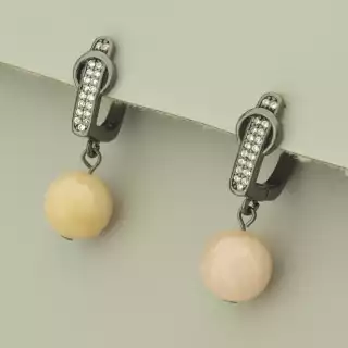 Сережки з англійським замком Морганіт (хром)