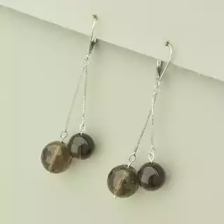 Сережки висюльки з французьким замком Раухтопаз (срібло 925 проба)