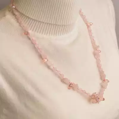 🏷️️ Намисто Рожевий кварц, Чеський кришталь 49 см. F-95030