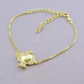 Браслет з карабіном Xuping Фіаніт 17 см. (позолота 18к лимонна)