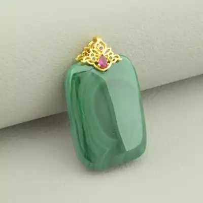 🏷️️ Кулон Малахіт 30х16мм. (позолота 18к лимонна) F-103461