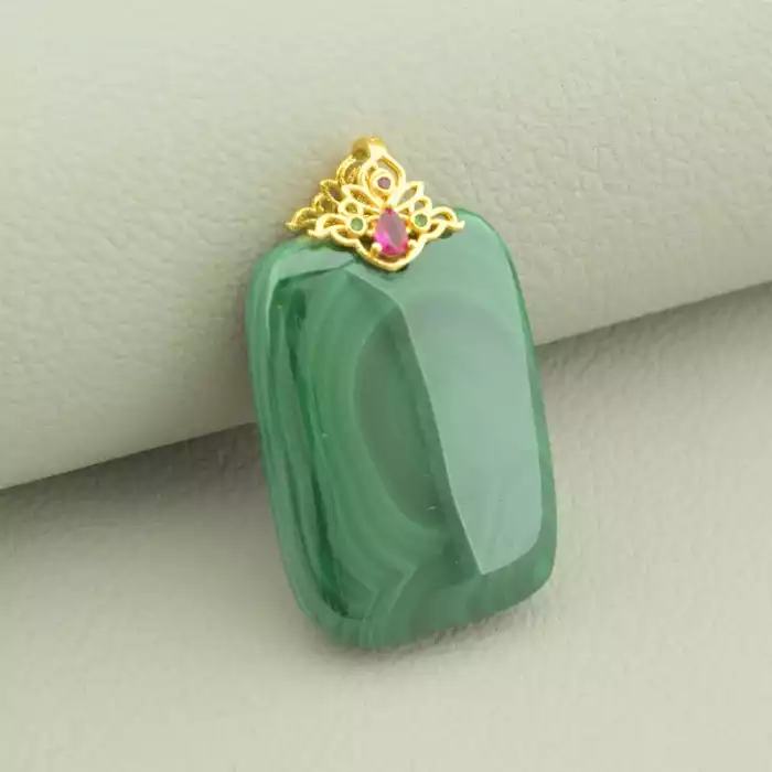 🏷️️ Кулон Малахіт 30х16мм. (позолота 18к лимонна) ss_103461