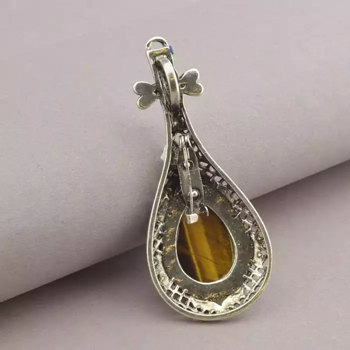 🏷️️ Брошка-кулон шпилька Тигрове око ss_68058