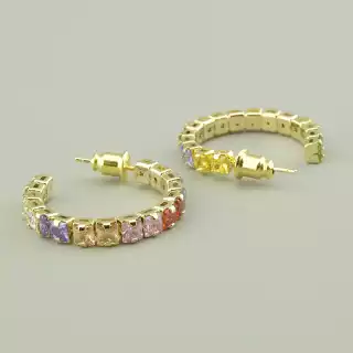 Сережки круглі пусети Saiya Фіаніт (позолота 18к лимонна)