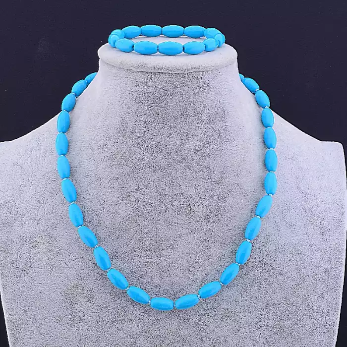 🏷️️ Намисто + Браслет Бірюза 48 см ss_80233