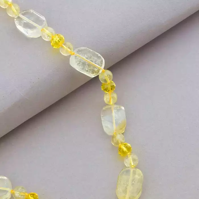 🏷️️ Намисто Цитрин, Чеський кришталь 48 см. (срібло 925 проба) ss_91055