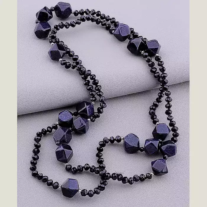 🏷️️ Намисто Каїрська ніч, Чеський кришталь 100 см ss_106346