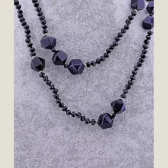 🏷️️ Намисто Каїрська ніч, Чеський кришталь 100 см ss_106346