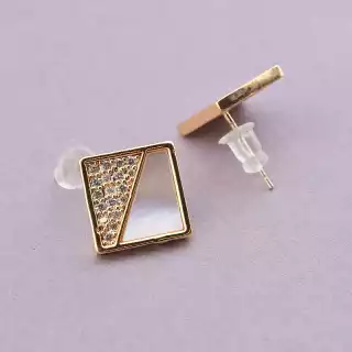 Сережки пусети Xuping Фіаніт (позолота 18к)