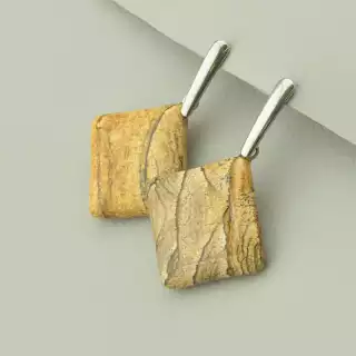 Сережки пусети Stainless Steel Яшма