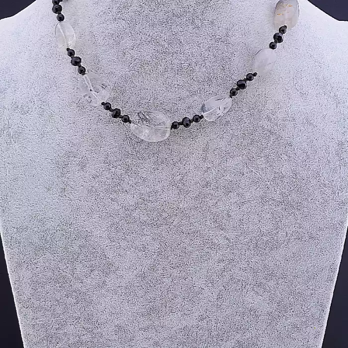 🏷️️ Намисто Волосатик, Агат, Чеський кришталь 44 см ss_84650