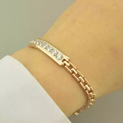 🏷️️ Браслет складний Xuping Фіаніт 17 см. (позолота 18к) F-100808