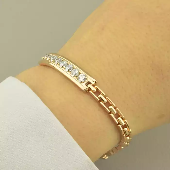 🏷️️ Браслет складний Xuping Фіаніт 17 см. (позолота 18к) ss_100808