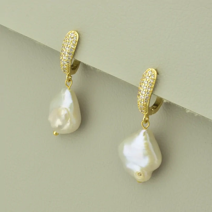 🏷️️ Сережки з англійським замком Перли (позолота 18к лимонна) ss_102122