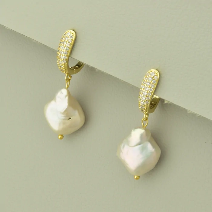 🏷️️ Сережки з англійським замком Перли (позолота 18к лимонна) ss_102122