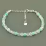 🏷️️ Браслет з карабіном Гірський кришталь, Амазоніт 17 см. (срібло 925 проба) F-102422