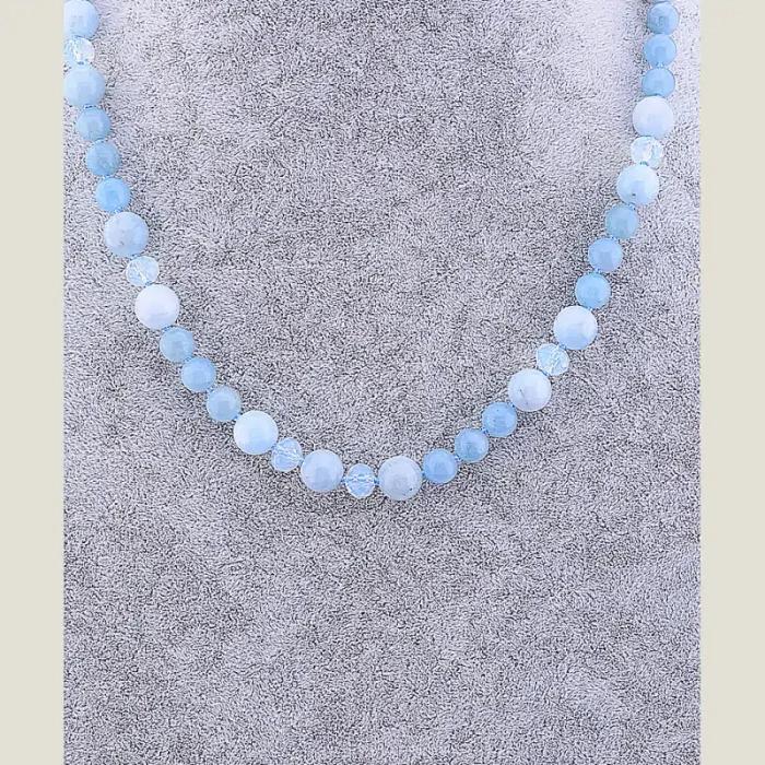 🏷️️ Намисто Аквамарин, Чеський кришталь 51 см ss_77845