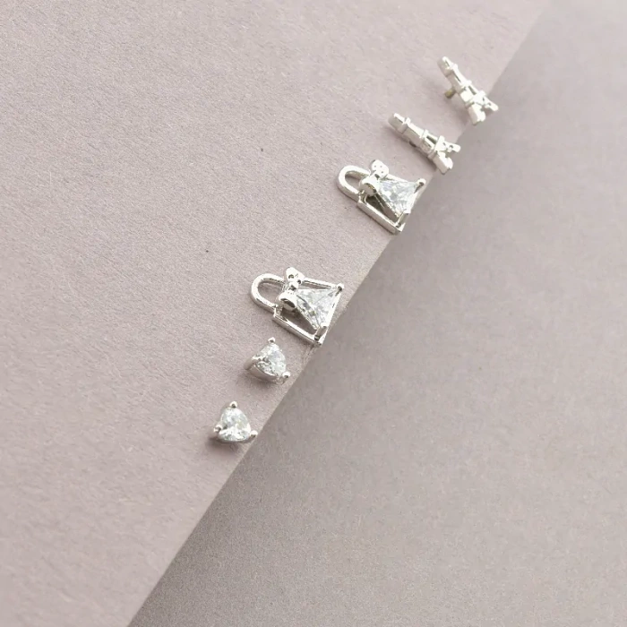 🏷️️ Сережки пусети 3 пари Фіаніт Saiya (родій) ss_55627