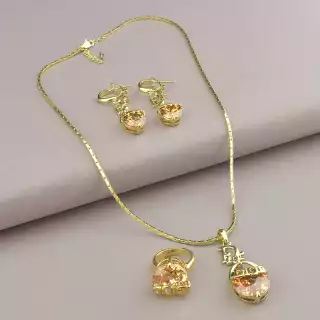 Набір Підвіска + Каблучка + Сережки Winniana Фіаніт 45 см. (позолота 18к)