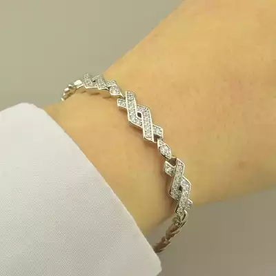 🏷️️ Браслет складний Xuping Фіаніт 17 см. (родій) F-102742