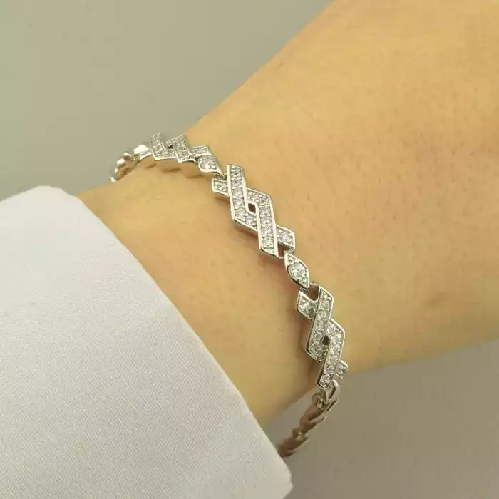 🏷️️ Браслет складний Xuping Фіаніт 17 см. (родій) ss_102742