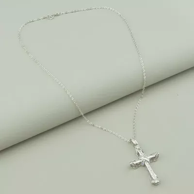 Підвіска хрест Фіаніт 44 см. (срібло)