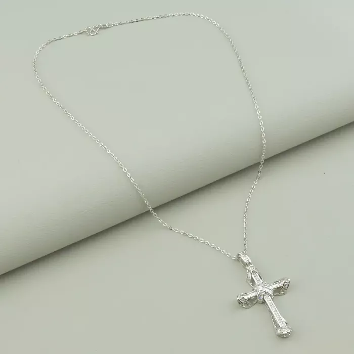Підвіска хрест Фіаніт 44 см. (срібло) ss_95539 ss_95539