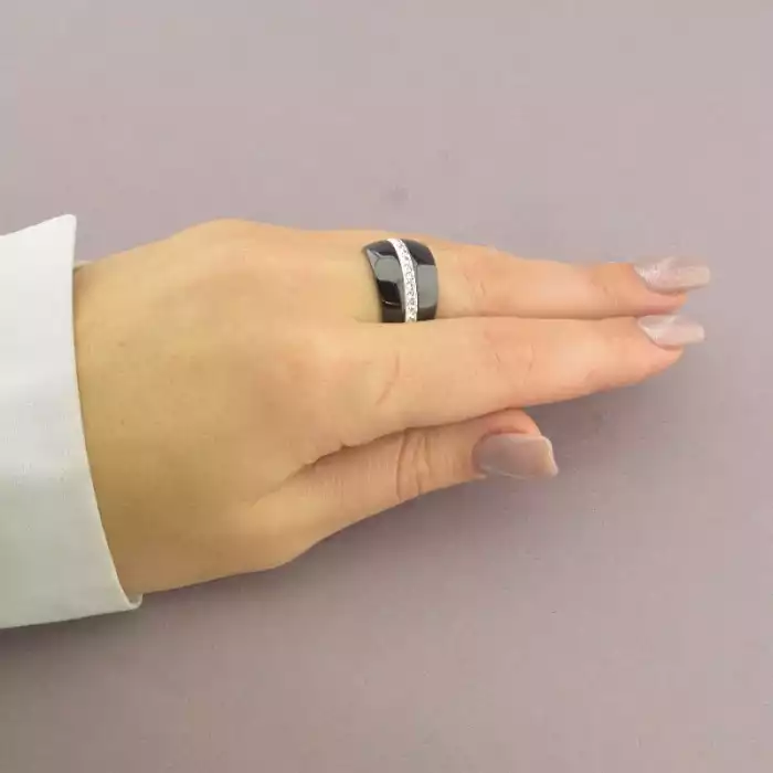 🏷️️ Каблучка Кераміка Фіаніт (родій) ss_96811