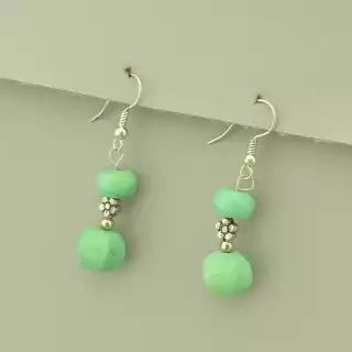 Сережки довгі петля з бірюзою зелені (45х11 мм)