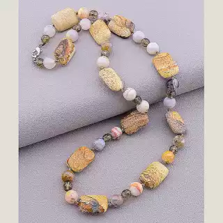 Намисто Яшма, Раухтопаз 51 см