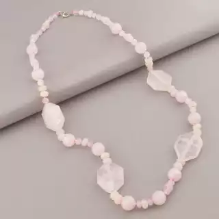 Намисто Рожевий кварц срібло (925 проба) 64 см.