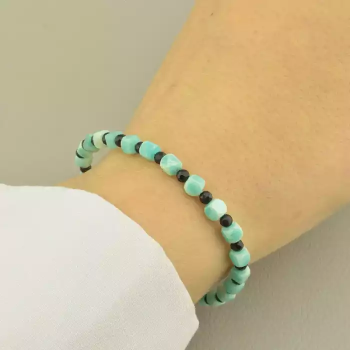 🏷️️ Браслет на магнітній застібці Амазоніт, Шпінель 17 см. ss_98938