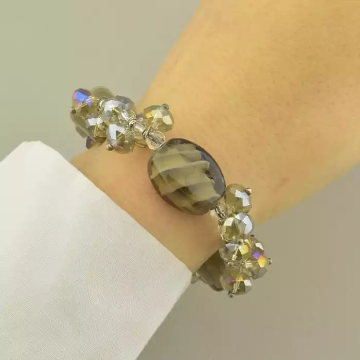 🏷️️ Браслет резинка Муранське скло, Чеський кришталь 19 см. ss_99759