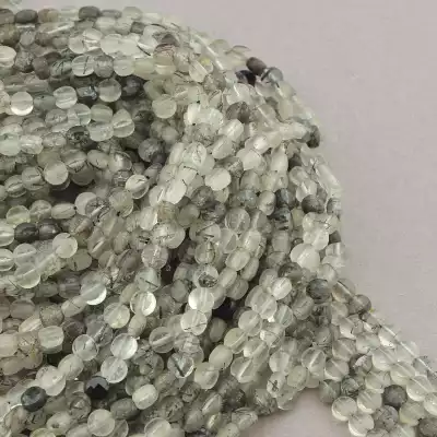 🏷️️ Намистини Волосатик 39 см на нитці (натуральне каміння, без застібки) грановані F-83746