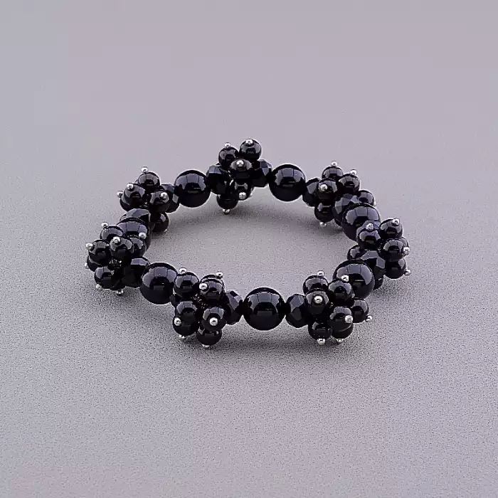 🏷️️ Браслет резинка Агат, Чеський кришталь 19 см ss_84951