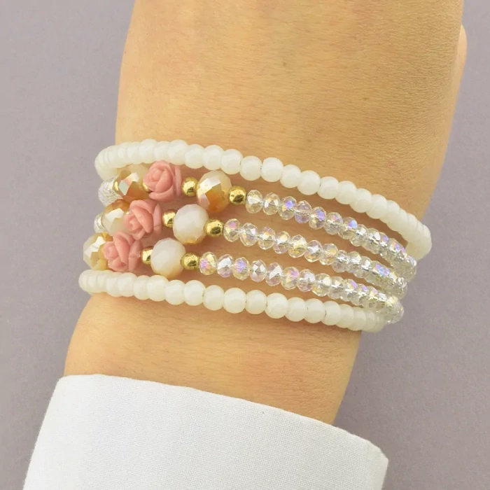 🏷️️ Браслет без застібки Чеський кришталь, полімерна глина 100 см ss_75779