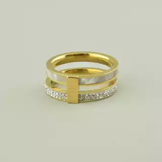 Каблучка медична сталь Xuping Фіаніт (позолота 18к лимонна)