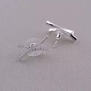 Сережки пусети Unfading Love Фіаніт (родій)