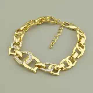 Браслет з карабіном Abella Фіаніт 18 см. (позолота 18к)