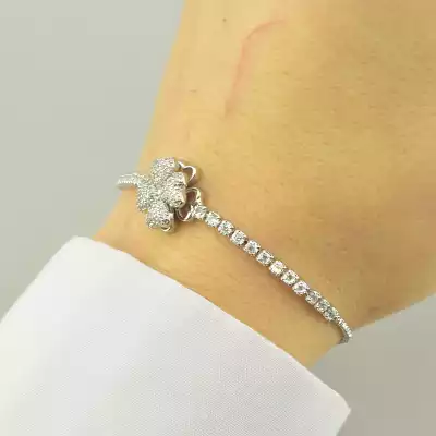 🏷️️ Браслет регульований Saiya Фіаніт 17 см. (родій) F-94080