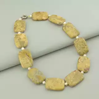 Намисто Яшма, Перли 47 см