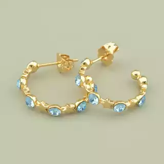 Сережки кільця пусети Xuping Swarovski (позолота 18к)