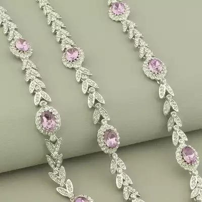 🏷️️ Набір(4предмети) Фіаніт 40 см. (родій) F-102948