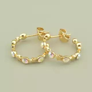 Сережки круглі пусети Xuping Swarovski (позолота 18к)