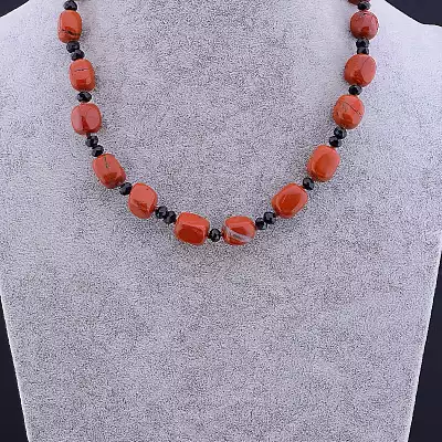 🏷️️ Намисто Яшма, Чеський кришталь 50 см F-80030