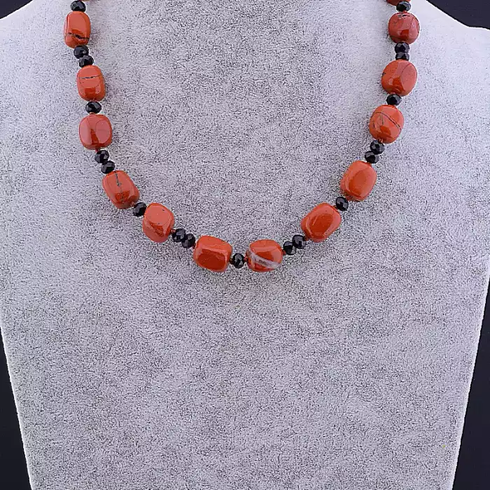 🏷️️ Намисто Яшма, Чеський кришталь 50 см ss_80030