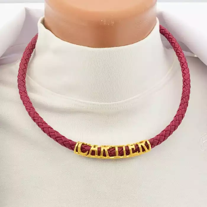 🏷️️ Підвіска Fashion Versace (46 см, позолота 18к, мідний сплав, еко шкіра, бордовий, жовтий) ss_105331