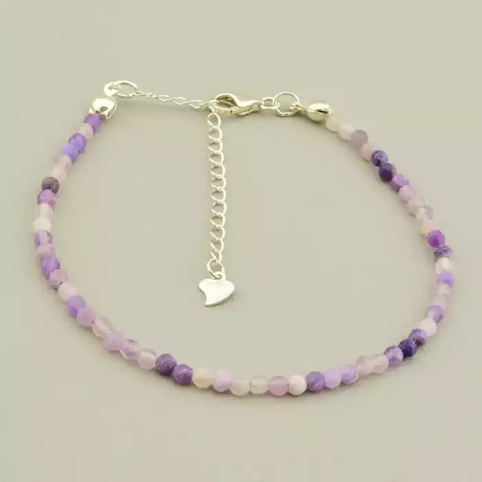 🏷️️ Браслет на карабіні Аметист срібло (925) 18 см F-105639