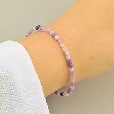 🏷️️ Браслет на карабіні Аметист срібло (925) 18 см F-105639