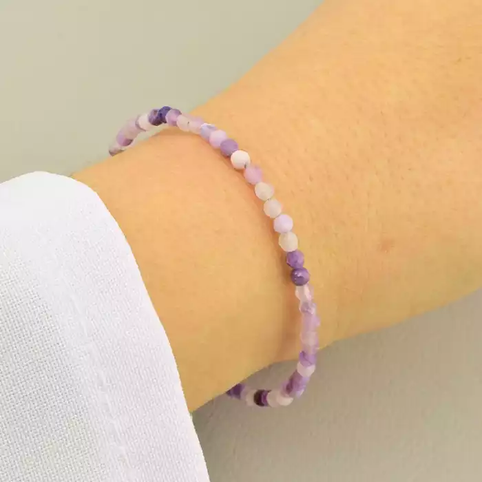 🏷️️ Браслет на карабіні Аметист срібло (925) 18 см F-105639